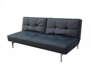 Finland Black Leather Convertible Sofa