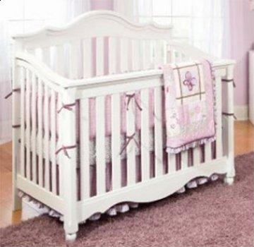 Spring Garden White Wood Baby Crib