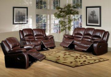 3 PC Brownstone Leather Recliner Sofa Set